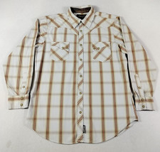 Wrangler Retro Shirt Mens XL Beige Plaid Western Pearl Snap Cowboycore Rodeo