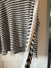 Striped Lightweight Long Sleeve Top Size 20. Great For Layering With Lace Detail