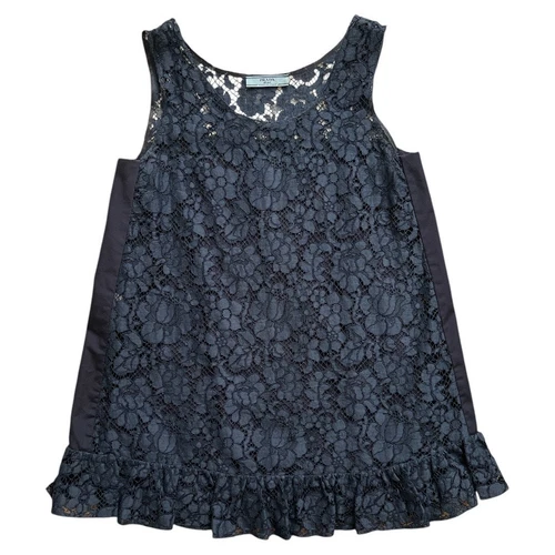 Top tunica senza maniche con scollo a scoop blu Prada XS US2 IT38 PREZZO AL PUBBLICO: $1000