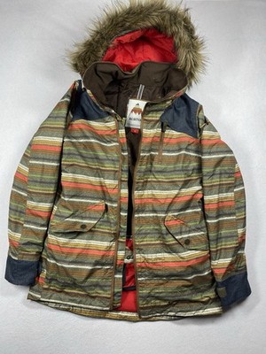 Burton Dryride Snowboard Jacket Women s M Colorful Stripes Ski Thermolite