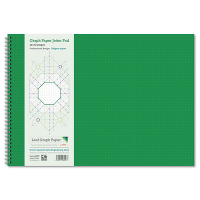Blattgrafik A3 Millimeterpapier 5 mm quadratisches Raster drahtgebunden 60 Seiten für Technik