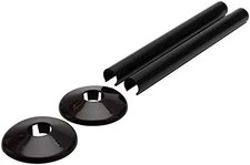 Gator Black Clip on Radiator Pipe Covers & 2 Collars for 15mm Pipes