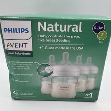 Philips AVENT Natural Glass Baby Bottles 4pck 4oz NEW