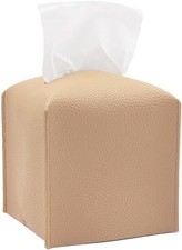 1 Pack Tissue Box Cover, Square PU Leather Tissue Holder, Decorative Facial
