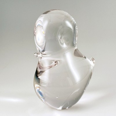 Eneryda Glasbruk Sweden Hand Blown Clear Art Glass Bird Figurine Paperweight Vtg