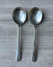 Holmes  Edwards YOUTH Silverplate Vintage Set Of 2 Soup Spoons Gumbo