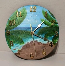 Round Hand Painted Tropical Wall Clock
