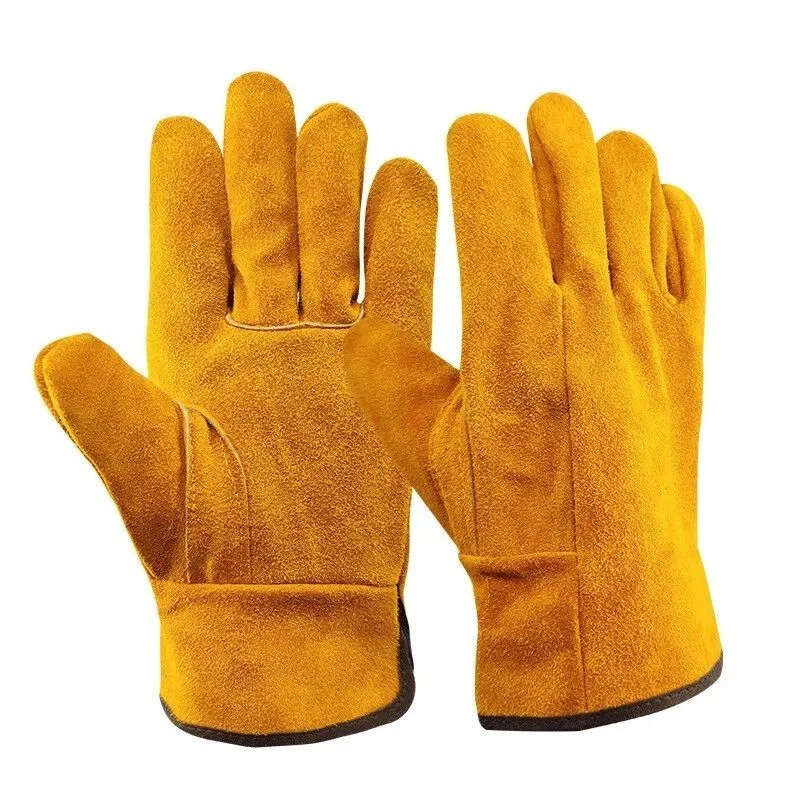 Men Work Gloves Soft Cowhide Driver Hunting Driving Farm Garden Welding Security