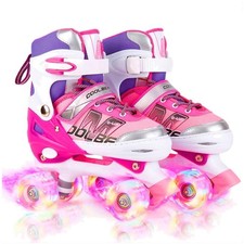 Adjustable Girls' Roller Skates with Light-Up Wheels