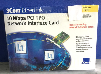 Vintage 3Com EtherLink PCI Network Card #3C900B-TPO 10Mbps RJ-45 NEW SEALED
