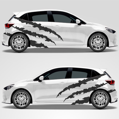 Große Krallenmarke Auto Seitenaufkleber 2er Pack | Monster Kratzer Vinyl Aufkleber Grafik