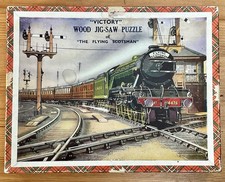 A nice Rare VICTORY Vintage Wooden JIGSAW of the Flying Scotsman Steam Train