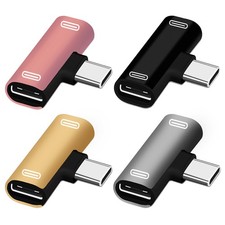 Dual USB Type C Headphone Aux Adapter Splitter Audio Charging Connector