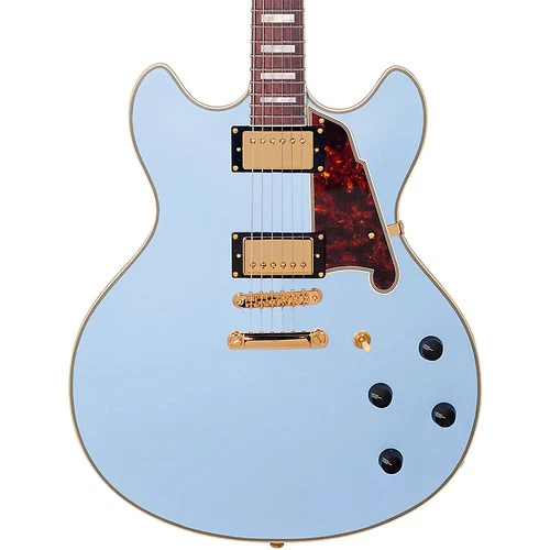 D'Angelico Deluxe LE DC Non F-Hole Guitar Matte Pwdr Blu, Tort guard 19474451 OB