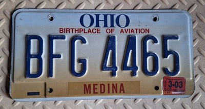Ohio Medina County License Plate 2003 # BFG 4465 