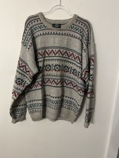 Vintage 90s Jantzen Pullover Knit Sweater Men's Size L USA Made Geometric Retro