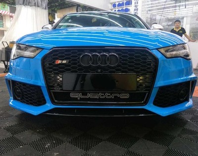 For 2016 2017 2018 Audi A6 S6 RS6 Style Black  Honeycomb Grill Grille