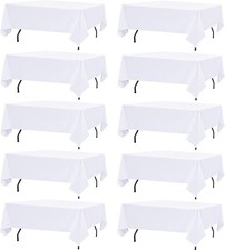 10 Pack White Table Cloth Rectangle Table Cloths for 8 Foot Rectangle Tables 60