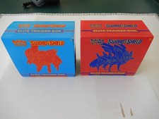 Pokemon Sword and Shield Elite Trainer Boxes LOT of 2 OPEN BOXES Zacian Zamazent