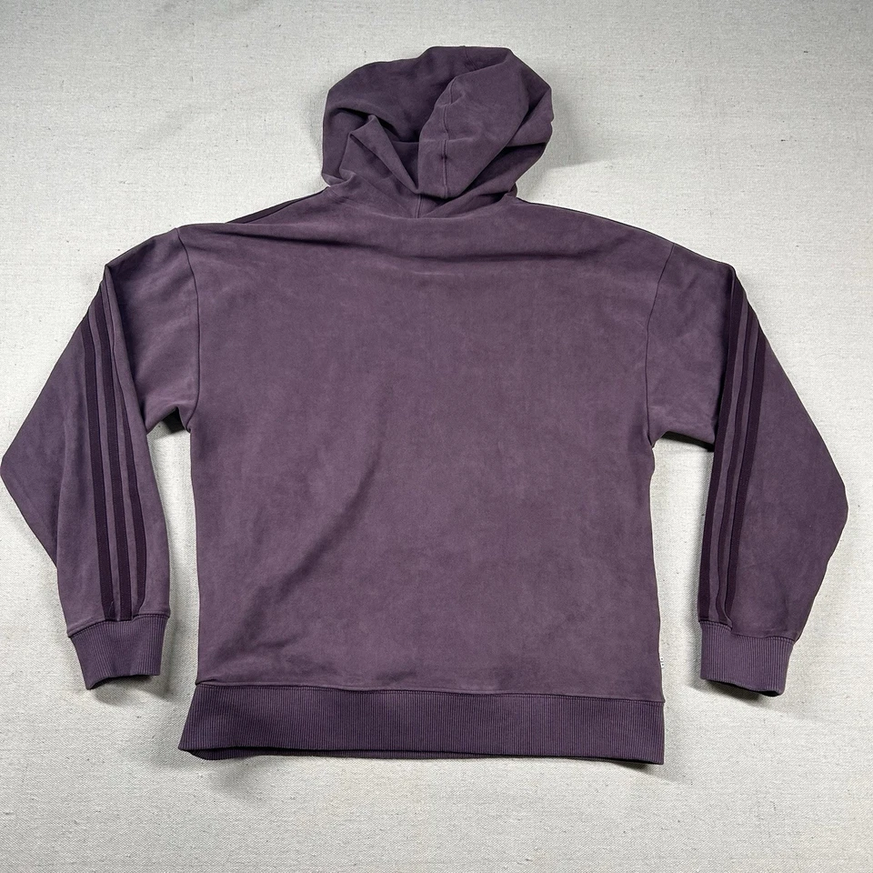 Adidas Hoodie Womens XS Velvet Suede Purple Stretch 3-Stripes Jacket Pullover - Image 2 of 4
