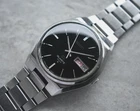 May 1985 Vintage Seiko Men's Watch Day Date Black 4004 Steel Bracelet Quartz