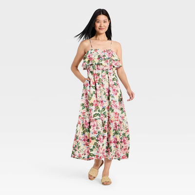 #ad Women Sleeveless Ruffle Maxi A Line Dress A New Day $15.99