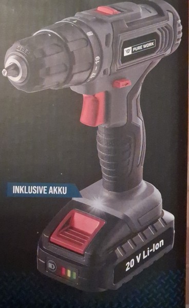"\"Pure Work\" Akku Bohrschrauber Mit Akku 20V 2Ah Mit LadegeräT Neu"-image