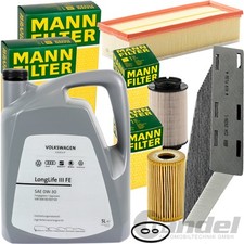 Mann Filtre Kit D'Inspection + 5L VW Original 0W30 Huile pour Audi A3 Golf 5 6
