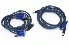 Lot of (2) USB & VGA  5.5 ft KVM cables (Keyboard-Video-Mouse)