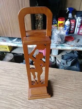 Vintage hand made lady silhouette ash tray stand wood 30in MAKE OFFER 