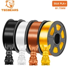 TECBEARS Silk PLA+ Filament 1.75mm 4KG Shiny Silk 3D Printer PLA Filament Neatly