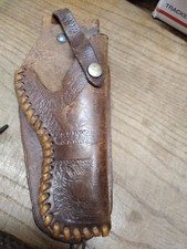 Vtg Tooled Leather Cowboy Hand Gun Holster w/Tassels Revolver Pistol 6 Shooter