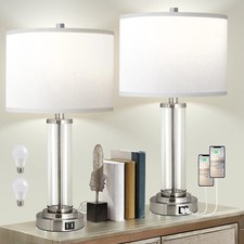 QiMH Touch Control Table Lamps Set of 2 with USB Ports, 3-Way Dimmable Bedsid...