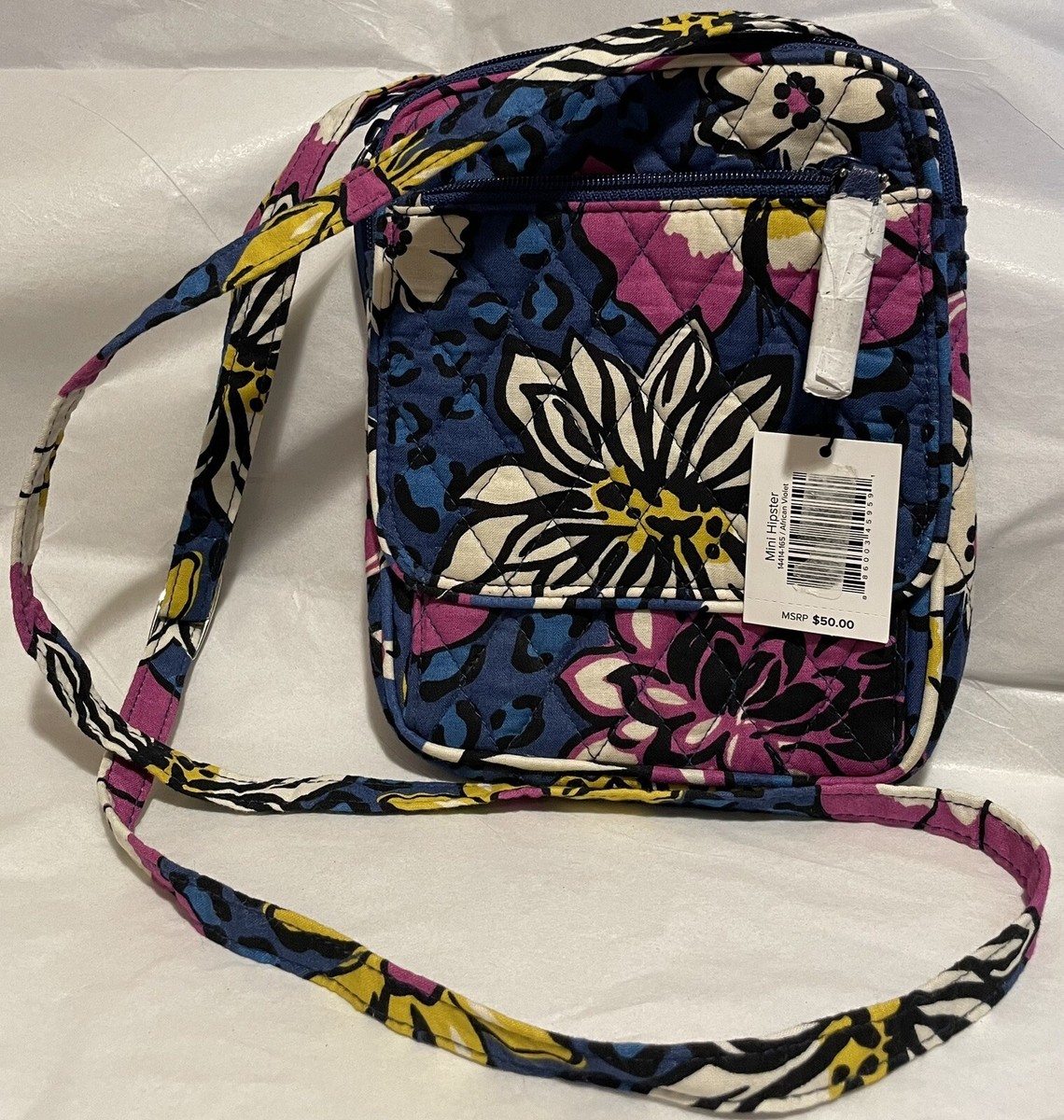 Vera Bradley African Violet Floral Leopard Print Mini Hipster Bag