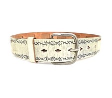 Authentic JOED- 100 Leather Embossed Ivory Cream Belt