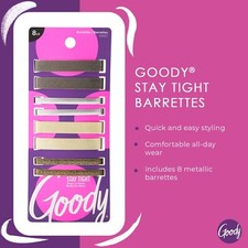 Goody Stay Tight Hair Barrettes - 8 Ct, Assorted Metallic Colors