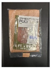 6 x 8 ft. TAN Poly Tarp Canopy Tent Shelter Water UV Resistant Cover 3.5 mil