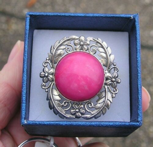 New Old Stock Ornate Sterling 925 Pink Stone Stat… - image 1
