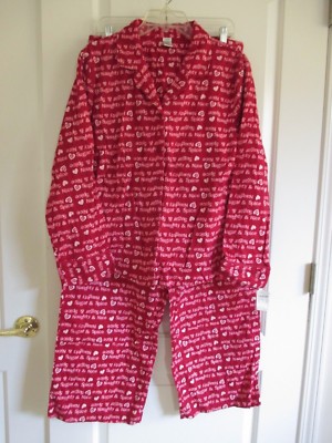 Naughty Nice size large red pink flannel 100% cotton pajamas