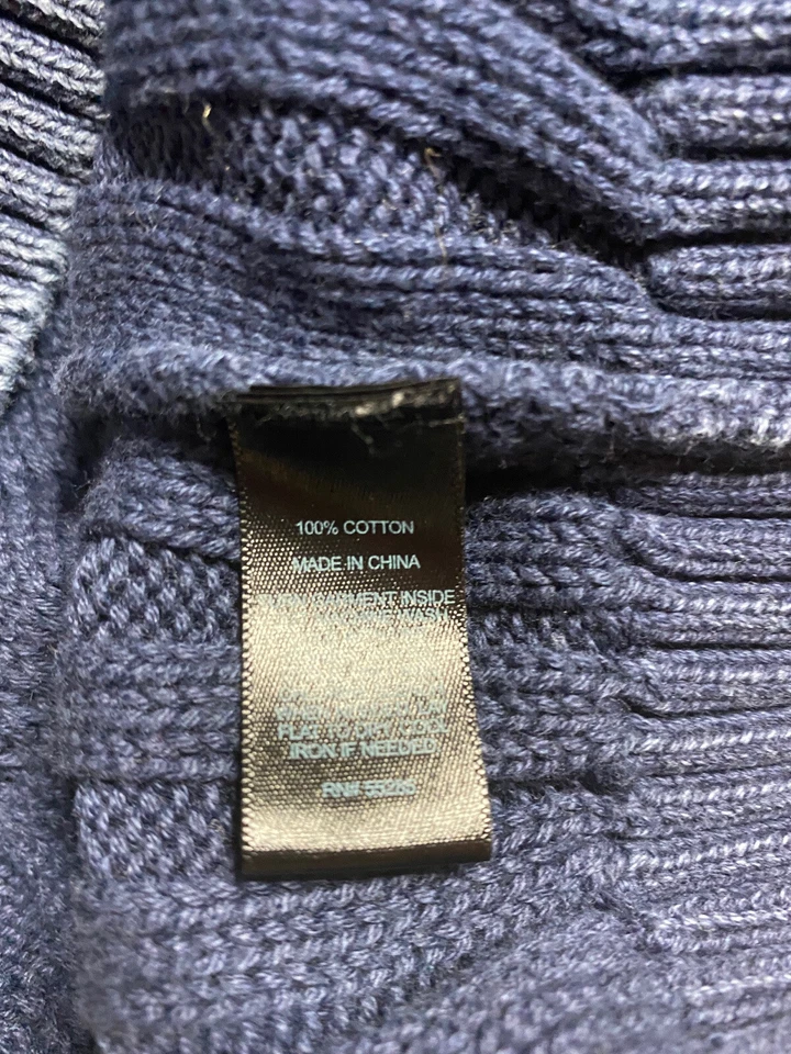 Express Men’s 100% Cotton Cable Knit Geometric  Half Zip Blue Sweater Size Large - Image 4 of 4