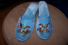 Ladies Beautiful Embroidered 1 1/2" Platform Heel Slippers Various Sizes-Colors