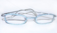 Blue Aquamarine Reading Glasses Made with Swarovski Crystal NEW 2.25 2.50