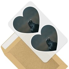 2 x Heart Stickers 7.5 cm - Crow Blackbird Raver Black Bird #44745