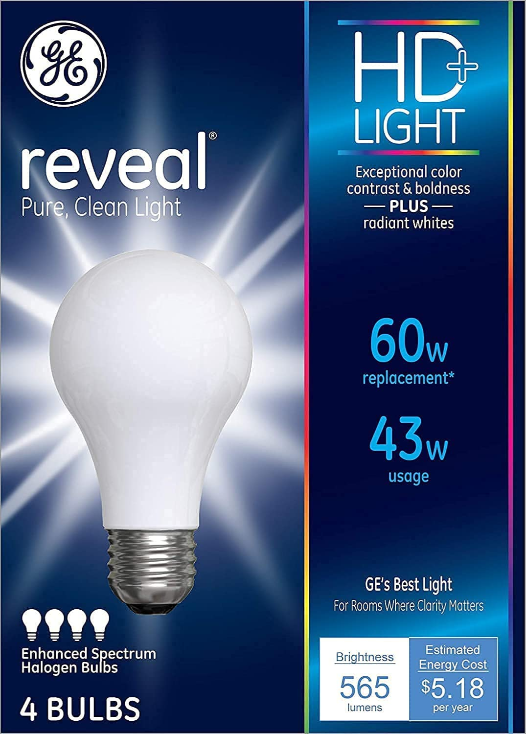 8 GE 67770 HD Reveal 43Watt (60Watt ) 565Lumen Light Bulbs eBay