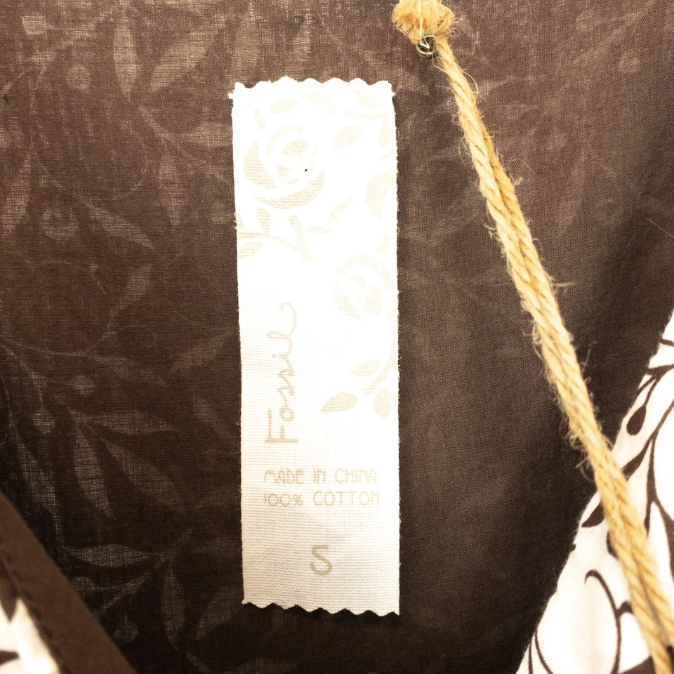 Vestido envolvente acampanado con correa de espagueti estampado de hojas marfil marrón fósil - Talla S NUEVO Foto 4 de 4