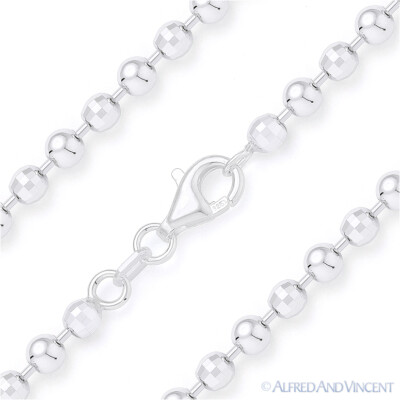 Faceted Bead Ball Chain 1.8mm Rhodium Over Sterling Silver Faceted Bead Ball Chain 1.8mm Rhodium Over Sterling Silver