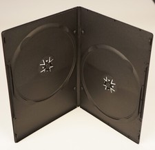 10 Black 7mm Slim Double 2 Disc DVD Cases NOS