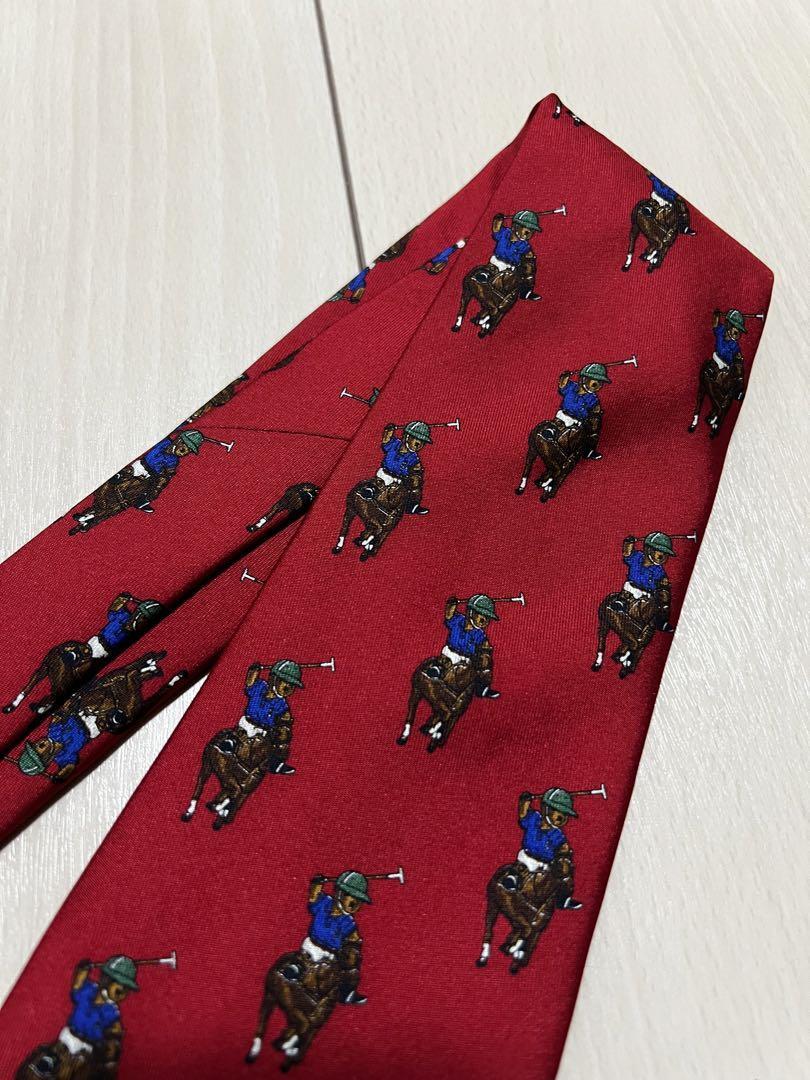 Ralph Lauren Vintage Tie Polo Bear Vhtf Allover Pattern 90S Men Accessory Origin image 4