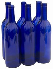 Paquete de 6 botellas de vino azul cobalto para portabotellas de vino árbol jardín arte patio decoración