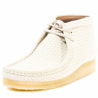 all white clarks wallabees